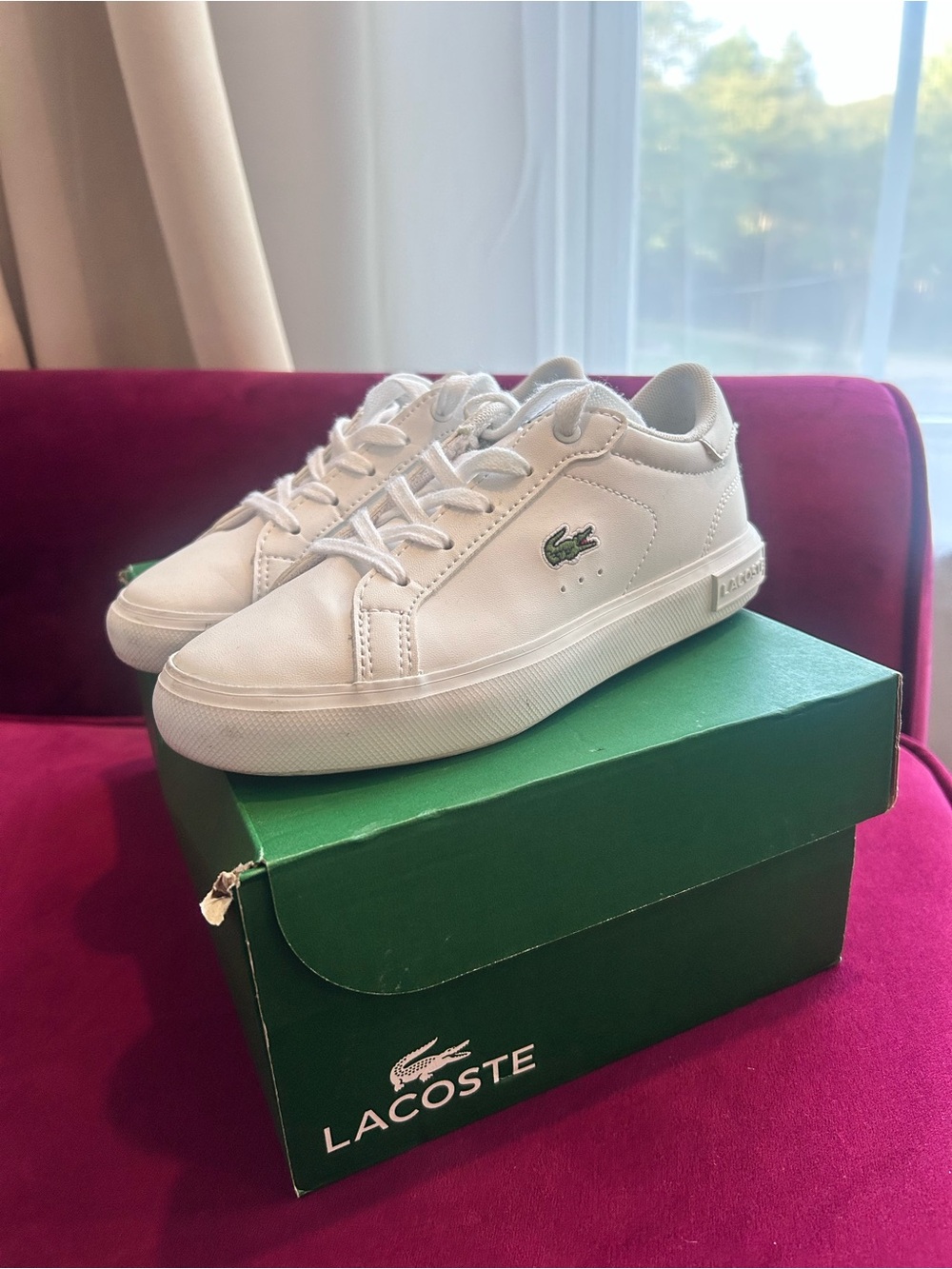 Lacoste Kids White Power-court Sneakers
